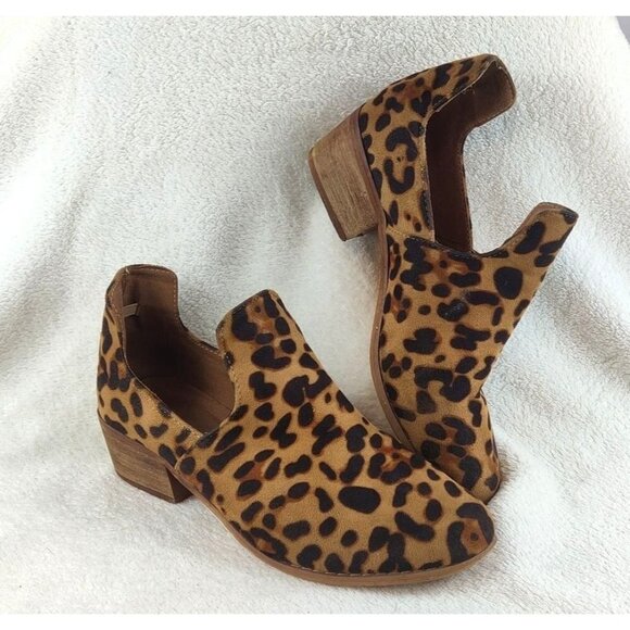 Shoe Boots Leather Leopard Print Low Heel - Picture 7 of 11